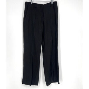 Gunex Pants Womens 10 Black Italian Linen Straight‎ Leg Trouser Classic Capsule